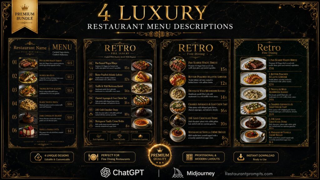 ChatGPT Prompts for Restaurant Menu Descriptions