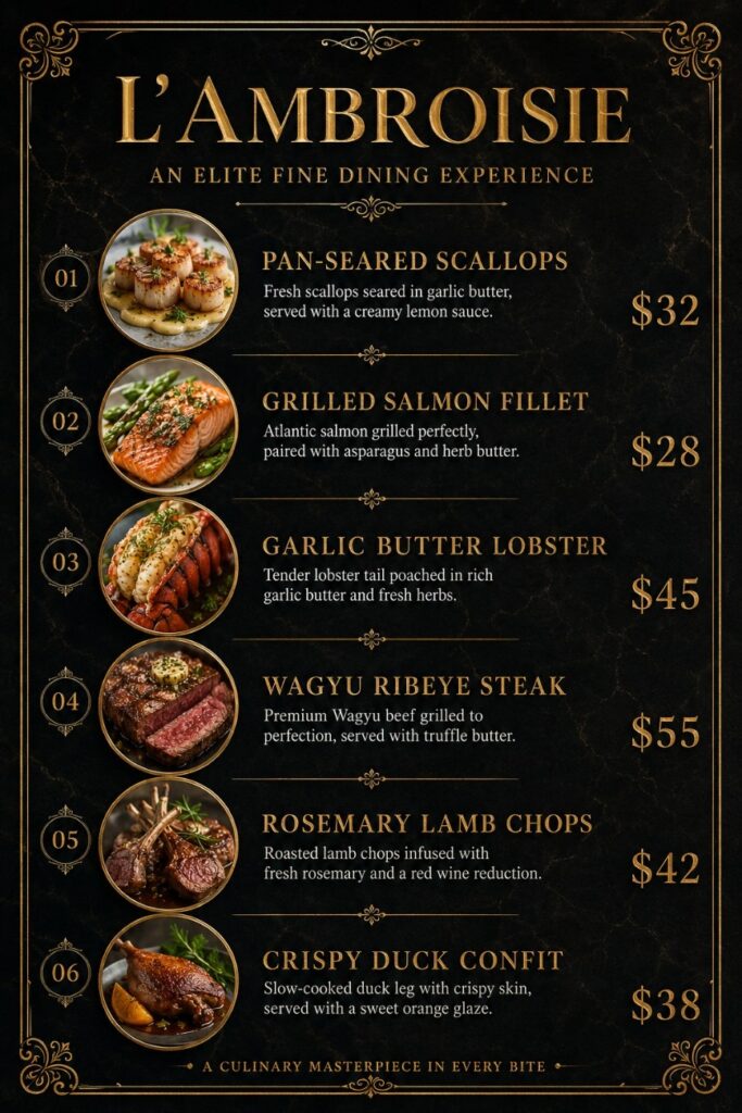 Restaurant Menu Descriptions 